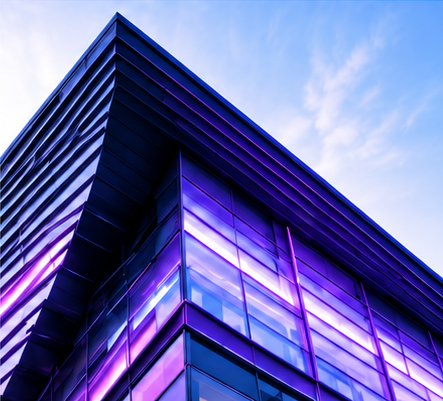 Approved violet architecture used as a campaign visual direction study.