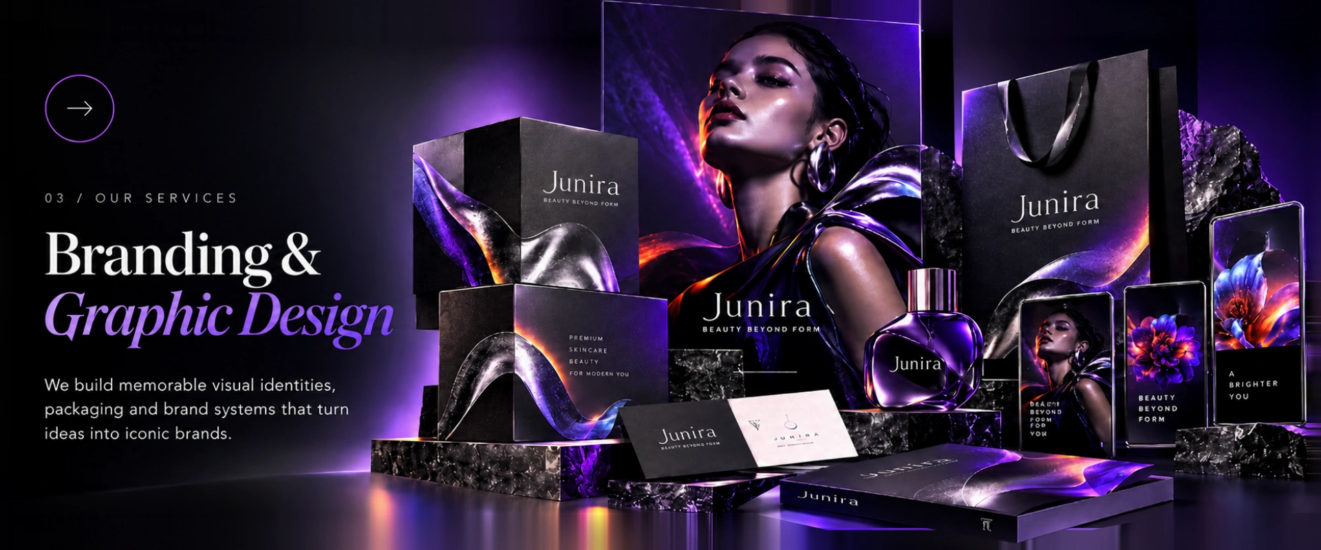 Fictional packaging and branding artwork, shown as an illustrative concept.